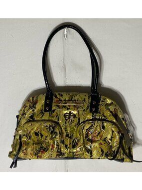 Sharif Yellow Metallic Floral Handbag Purse Shoulder Bag